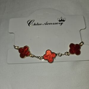 Red And Gold Clover Bracelet